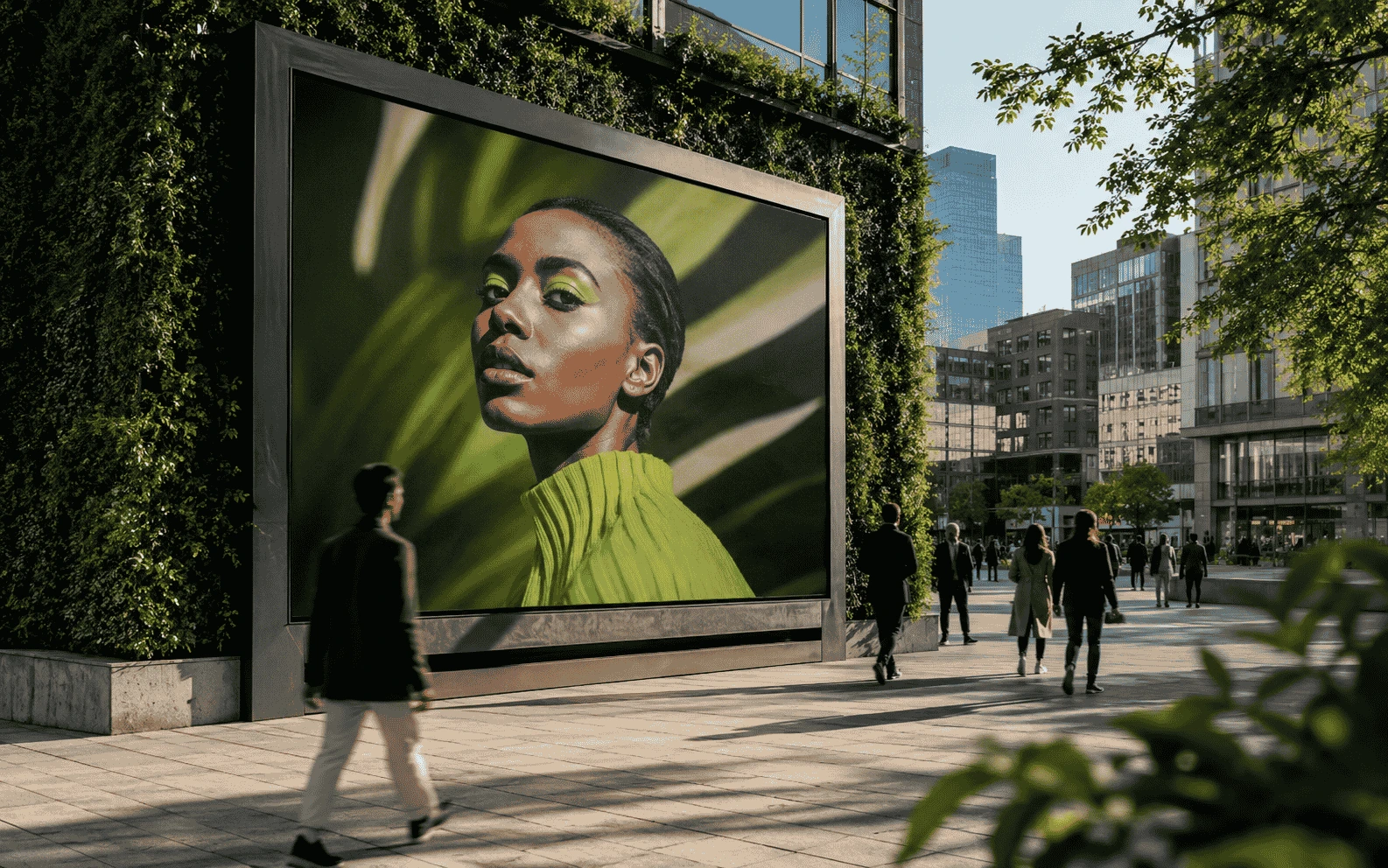 Large advertising display in a contemporary urban setting